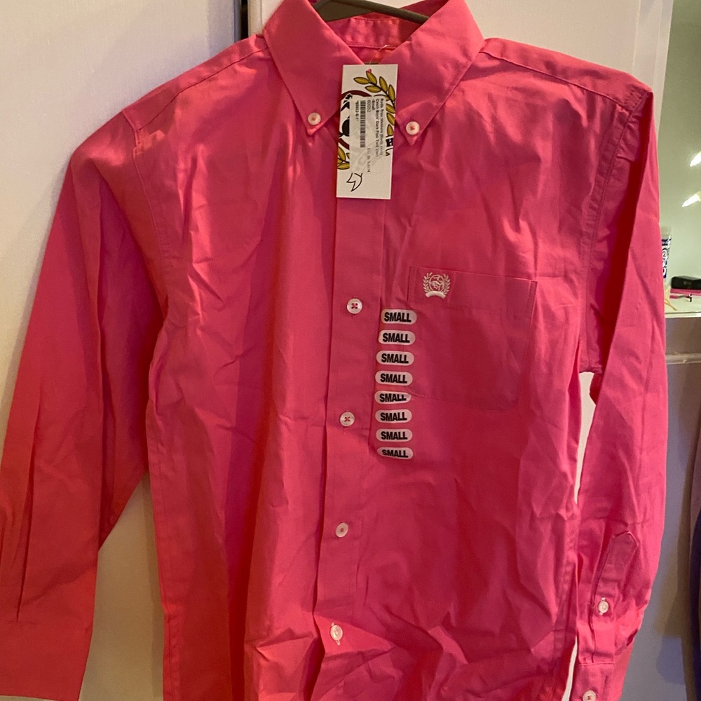 Cinch twill long sleeve shirt boys size small (6/8)